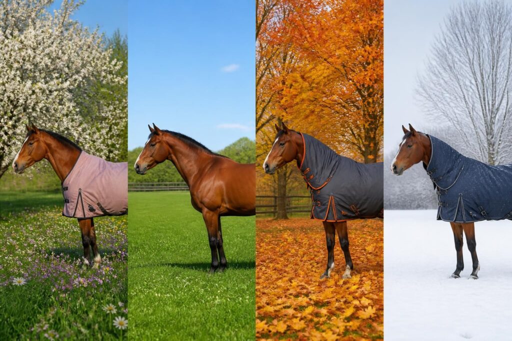 découvrez comment choisir la couverture idéale pour votre cheval en fonction des saisons et des conditions météorologiques afin de garantir son confort et sa protection toute l'année.
