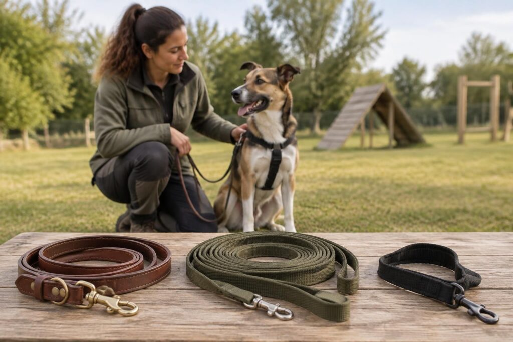 Laisse de dressage pour chien : choisir entre cuir, taille et usage adapté